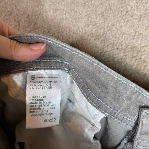AG Adriano Goldschmied Everett Jeans Mens 40 x 32 Gray Slim Straight Cloud Soft - Picture 8 of 11